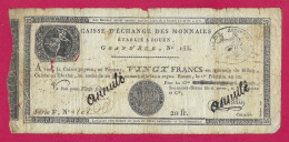 Assignat - Annulé Sur Signatures - De La Caisse D'Échange Des Monnaies De Rouen - Bon De Vingt Francs - Assignate