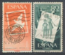 SPAIN, 1956/61, HUNGARIAN CHILDREN & CANCELED STAMP SET OF 2, # 860, & 988, USED. - Gebraucht