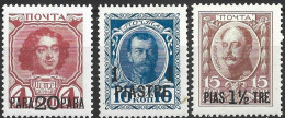 1913 - Timbres De Russie - Tricentenaire Des Romanov Surchargés - N° 178** - 179* - 180** - - Levante