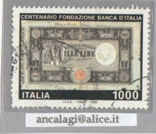 USATI ITALIA 1993 - Ref.0681 "100° FONDAZIONE BANCA D'ITALIA" 1 Val. Da L.1000 - - 1991-00: Oblitérés