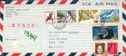 JAPON AFFRANCHISSEMENT COMPOSE SUR LETTRE EXPRES POUR LA FRANCE 1971 - Storia Postale