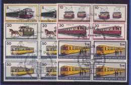 Berlin 1971 Schienenfahrzeuge Mi-Nr. 379-384 Je Viererblocks Mit Ersttags-So.-O - Usados