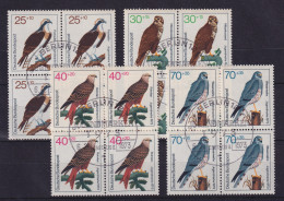 Bund 1973 Jugendmarken Greifvögel Mi-Nr. 754-757 Viererblocks Mit Ersttags-So.-O - Gebraucht