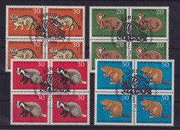 Berlin 1968 Jugend: Wildtiere Mi.-Nr. 316-319 Je Viererblocks Mit Ersttags-So.-O - Usati