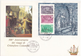 ITALIA  - REPUBBLICA - FDC - CRISTOFORO COLOMBO - I VIAGGI DI COLOMBO   - ANNULLO DI PALERMO - 1992 - FDC