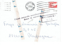 2059 Sabine De Gandon 1,30 F. Rouge Lettre Du 14-02-1980 Cachet Objet Retardé Accidentellement Dans Le Service - Lettere Accidentate