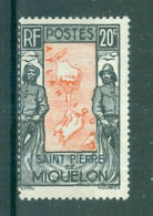 ST-PIERRE-ET-MIQUELON - N°142* MH Trace De Charnière SCAN DU VERSO. Carte. - Ungebraucht