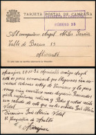 Madrid - Guerra Civil - O TP - Postal Campaña Salida "Aranjuez 29/11/36" + Marca "Estafeta De Campaña - Número 35" - Briefe U. Dokumente