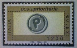 Italy, Scott #2393, Used (o), 2001, Priority Mail, 1.200 Lira, Gold, Yellow, White, Gray, And Black - 2001-10: Oblitérés