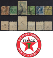 USA United States 1912/1954 6 Stamp With Perfin T Star By The Texas Company Lochung Perfore Texaco Oil Gas Petroleum - Pétrole