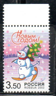 RUSSIA URSS RUSSIE 2002 CHRISTMAS NATALE NOEL WEIHNACHTEN NAVIDAD 3.50r MNH - Unused Stamps