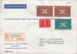 NIEDERLANDE  806-807 + ZFr. Auf R-Brief, Gestempelt: 's Gravenhage 17.IX.1963, Europa CEPT - Storia Postale