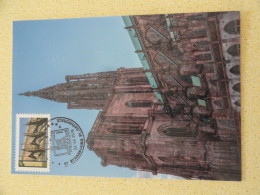 CARTE MAXIMUM CARD CATHEDRALE DE STRASBOURG AVEC OSI STRASBOURG PL CATHEDRALE PHILATELIE FRANCE - Eglises Et Cathédrales