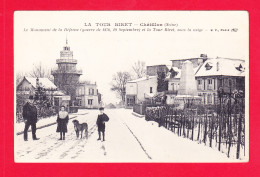 F-92-Chatillon-01P203  Le Monument De La Défense Et La Tour Biret, Sous La Neige, Animation, Cpa BE - Châtillon