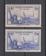 France 1939/1940 New York World‘s Fair,stamp Set,Scott# 372-373,OG,MLH,VF - Neufs