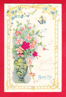 Fant-623D01  Carte Gaufrée, Un Bouquet De Fleurs, Un Papillon, Cpa Précurseur BE - Other & Unclassified