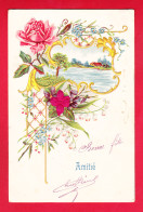 Fant-624D01  Carte Gaufrée, Un Paysage, Des Fleurs, Muguet, Roses, Cpa Précurseur BE - Other & Unclassified