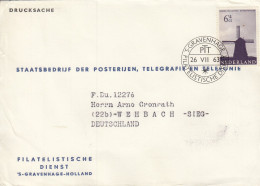 NIEDERLANDE  795 EF, Auf Brief, Gestempelt: 's Gravenhage 26.VII.1963, Windmühle - Cartas & Documentos