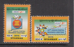 2016 Myanmar ASEAN Postal Business Flags  Complete Set Of 2 MNH - Myanmar (Birmanie 1948-...)