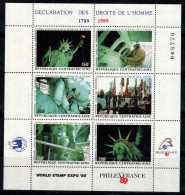 République Centrafricaine 1989 Mi. 1371-1376 Mini Feuille 100% Statue De La Liberté - Zentralafrik. Republik