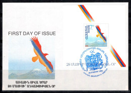 Arménie 1992 Mi. Bl. 1 Premier Jour 100% Neuve 7 R, Indépendance, Aigle, Drapeau - Armenia