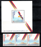 Arménie 1992 Mi. Bl. 1, 194-196 Bloc Feuillet 100% Neuf ** Indépendance, Aigle, Drapeau - Armenien