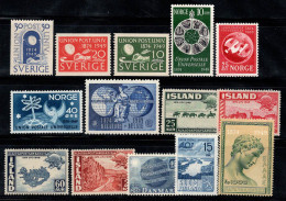 UPU 1949-50 Neuf ** 100% Suède, Norvège, Islande, Finlande - WPV (Weltpostverein)