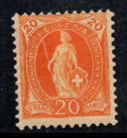 Suisse 1882 Mi. 58 Neuf * MH 80% 20 C, Helvetia Debout - Unused Stamps