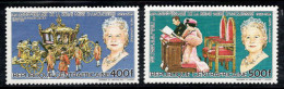 République Centrafricaine 1985 Mi. 1151-1152 Neuf ** 100% Poste Aérienne La Reine Élisabeth - Centrafricaine (République)