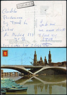 Zaragoza - O TP - Postal Sin Sellos (a Ningún Sitio) Mat Rodillo "Zaragoza 13/Sep./88" + Marca "Estuvo En Lista" - Cartas & Documentos