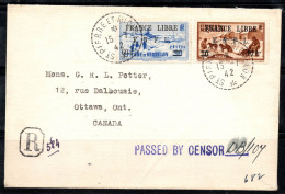 Saint-Pierre-et-Miquelon 1941-42 Enveloppe 100% Censure FNFL, FRANCE LIBRE, Canada - Lettres & Documents