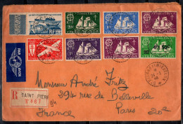 Saint-Pierre-et-Miquelon 1948 Enveloppe 100% Recommandée Paris, France Libre - Cartas & Documentos
