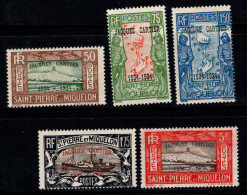 Saint-Pierre-et-Miquelon 1934 Yv. 159A-159E Neuf * MH 40% Surimprimé Jacques Cartier - Unused Stamps