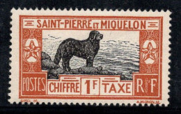 Saint-Pierre-et-Miquelon 1932 Yv. 29 Neuf * MH 100% Timbre-taxe Chien, 1 F - Impuestos