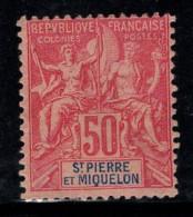 Saint-Pierre-et-Miquelon 1892 Yv. 69 Sans Gomme 80% 50 C - Neufs