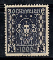 Autriche 1922 Mi. 404B Neuf * MH 100% 1000 Kr, Tête De Femme - Nuovi