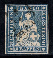 Suisse 1854 Mi. 14 Oblitéré 40% 10 Rp, Helvetia Assise - Gebruikt