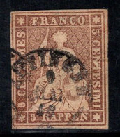 Suisse 1854 Mi. 13 Oblitéré 100% 5 Rp, Helvetia Assise - Oblitérés