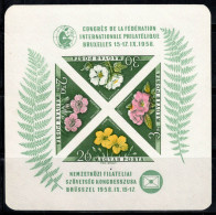 Hongrie 1958 Mi. Bl.28 B Bloc Feuillet 100% Neuf ** Congrès De La FIP,Fleurs - Blocks & Sheetlets