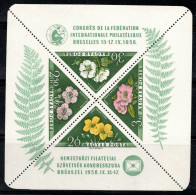 Hongrie 1958 Mi. Bl.28 A Bloc Feuillet 100% Neuf ** Congrès De La FIP,Fleurs - Blocchi & Foglietti