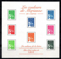 France 2002 Yv. Bl.45 Bloc Feuillet 100% Neuf ** Les Couleurs De Marianne En Euros - Blocs & Carnets