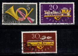 Suisse 1949 Mi. 519-521 Oblitéré 100% POST, Klaxon Postal - Usati