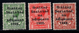 Irlande 1922 Mi. 12 I-14 I Neuf * MH 100% Surimprimé - Unused Stamps