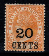 Honduras Britannique 1888 Mi. 24 Neuf * MH 100% 20 C, Reine Victoria Surimprimé - British Honduras (...-1970)