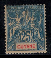 Guyane Française 1892 Yv. 37 Neuf * MH 80% 25 C - Altri & Non Classificati