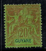 Guyane Française 1892 Yv. 36 Neuf * MH 100% 20 C - Autres & Non Classés