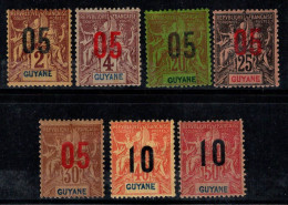 Guyane Française 1912 Yv. 66-72 Neuf * MH 60% Surimprimé - Other & Unclassified