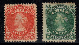 Chili 1867 Mi. 10, 12 Neuf * MH 20% Christophe Colomb - Chile