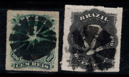Brésil 1876 Mi. 34-35 Oblitéré 100% 200, 100 R, Pierre II, Célébrités, - Gebruikt
