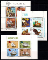 Portugal 1980 Mi. Bl. 29-31 Bloc Feuillet 100% Poste Aérienne Europe CEPT, Faune, Navires - Blocks & Sheetlets